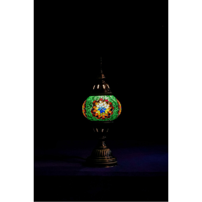 Table lamp, green/red mosaic